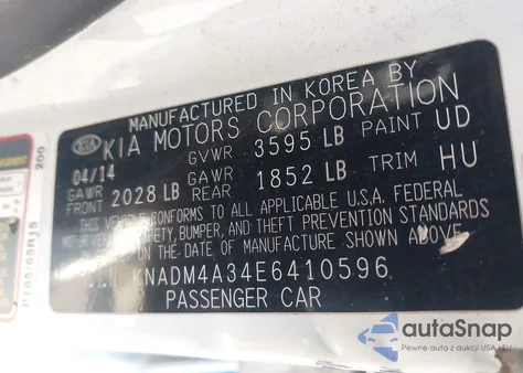 2014 Kia Rio Lx из США, поврежденный, VIN KNADM4A34E6410596